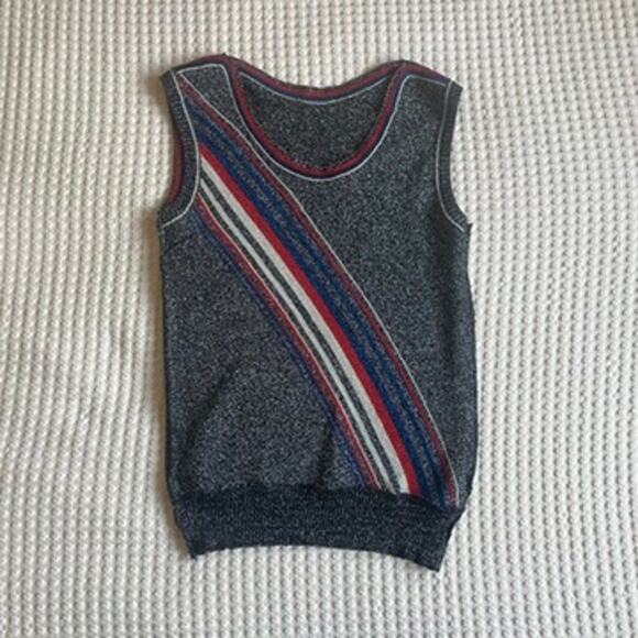 Vintage 1970s/1980s sleeveless knit lurex top XS - Picture 3 of 5